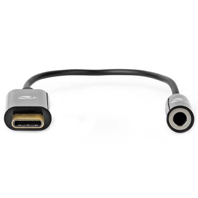 NEDIS USB-C adaptér/ USB-C zástrčka – 3,5 mm jack zásuvka + USB-C zásuvka/ černý/ box/ 15cm