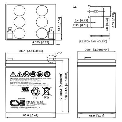 CSB Pb záložní akumulátor HR1227W F2, 12V, 6,5Ah