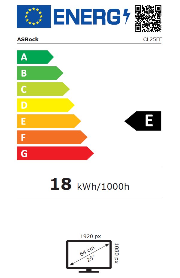 Challenger by Asrock monitor CL25FF 24,5"/IPS/1920x1080/100Hz/ 300cd/m2/1ms/VGA/HDMI/AMD FreeSync