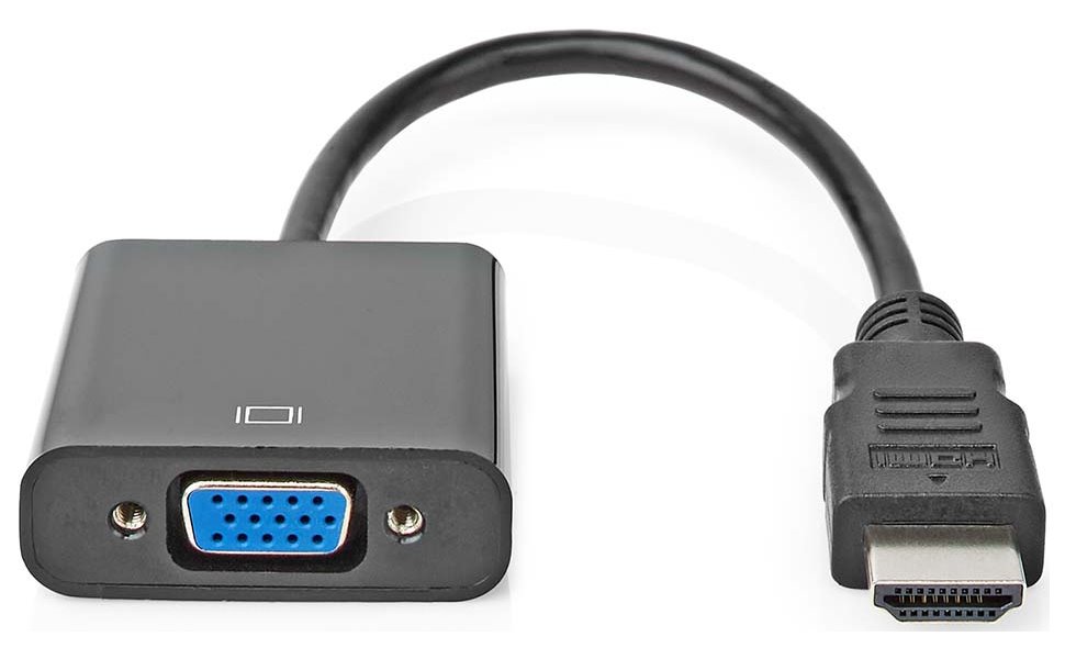 NEDIS HDMI redukční kabel/ HDMI zástrčka - VGA zásuvka/ černý/ blistr/ 20cm