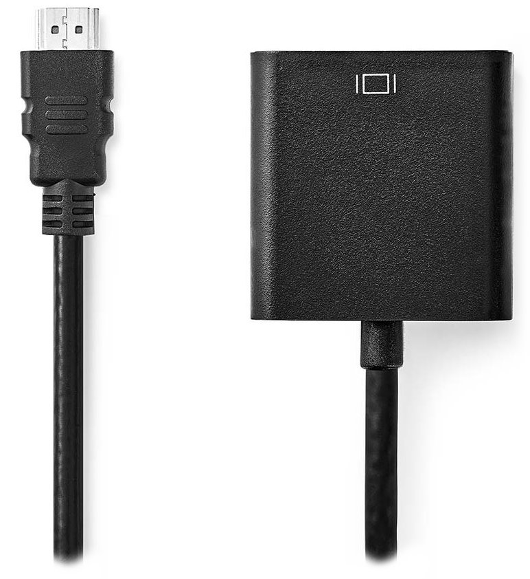NEDIS HDMI redukční kabel/ HDMI zástrčka - VGA zásuvka/ černý/ blistr/ 20cm
