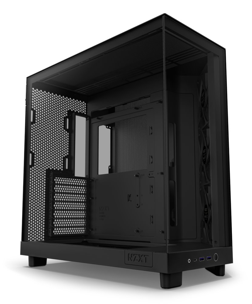 NZXT skříň H6 Flow dvoukomorová / MidT / 3x120mm fan / 2xUSB 3.2 / USB-C / prosklená bočnice i čelo / černá