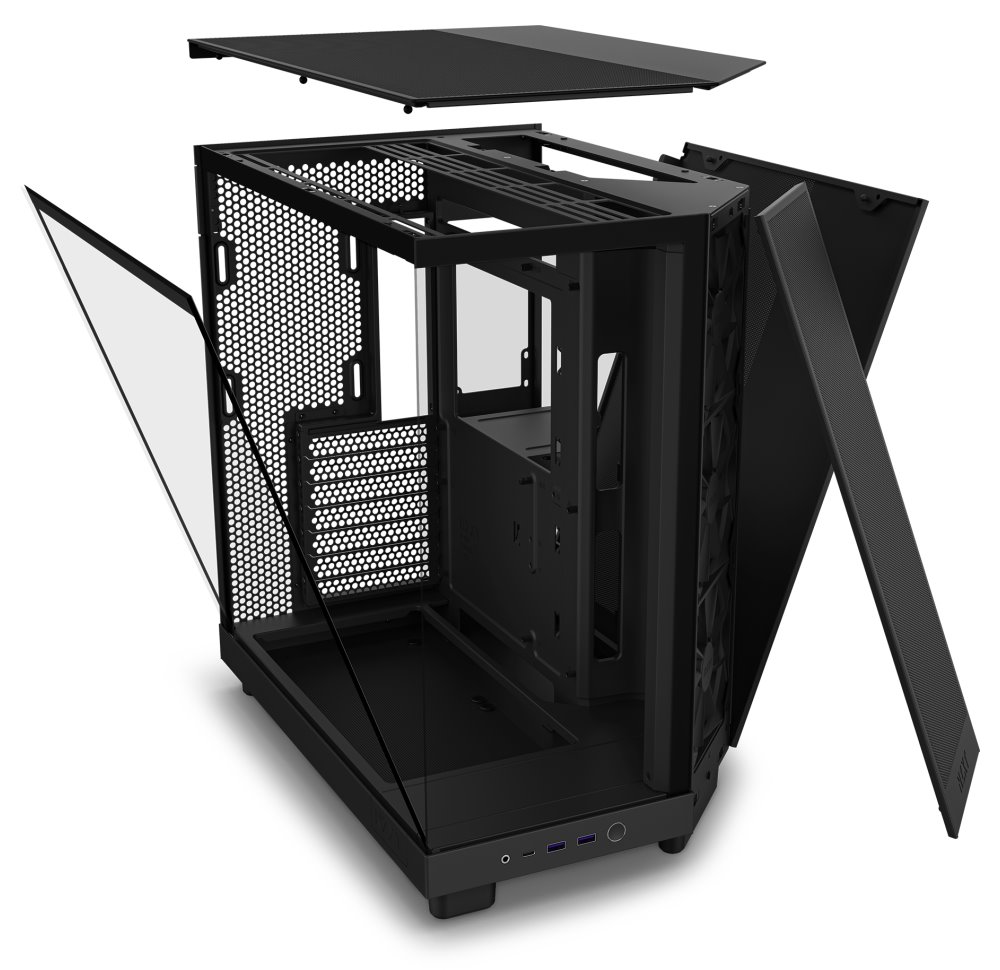 NZXT skříň H6 Flow dvoukomorová / MidT / 3x120mm fan / 2xUSB 3.2 / USB-C / prosklená bočnice i čelo / černá