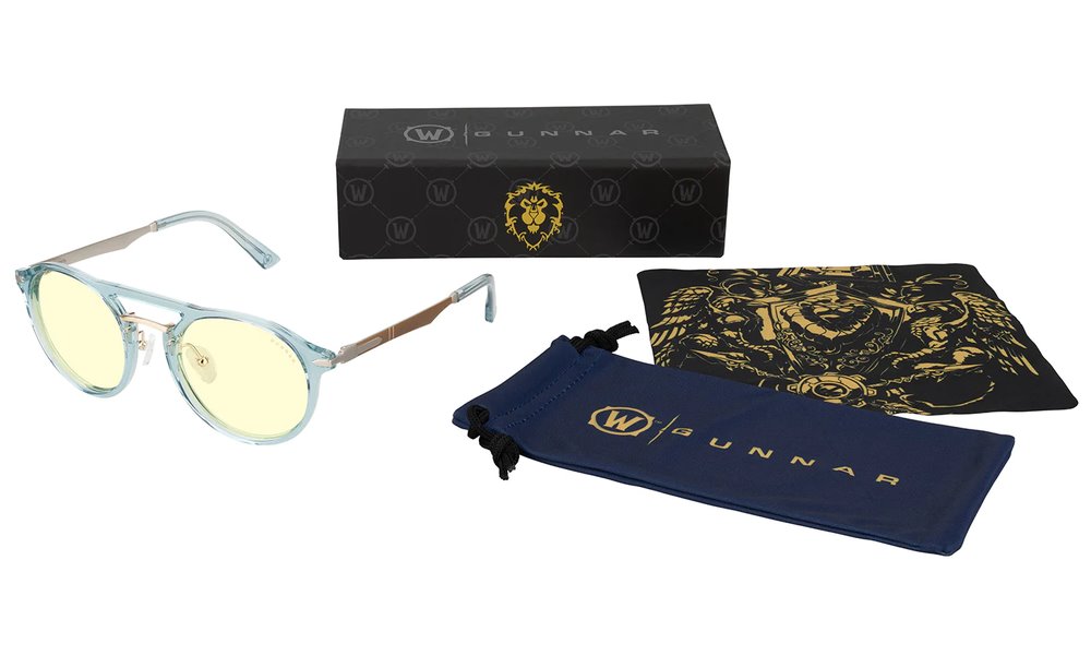 GUNNAR kancelářske/herní brýle WORLD OF WARCRAFT, ALLIANCE EDITION BLUE CRYSTAL * jantarová skla * BLF 65 * GUNNAR focus