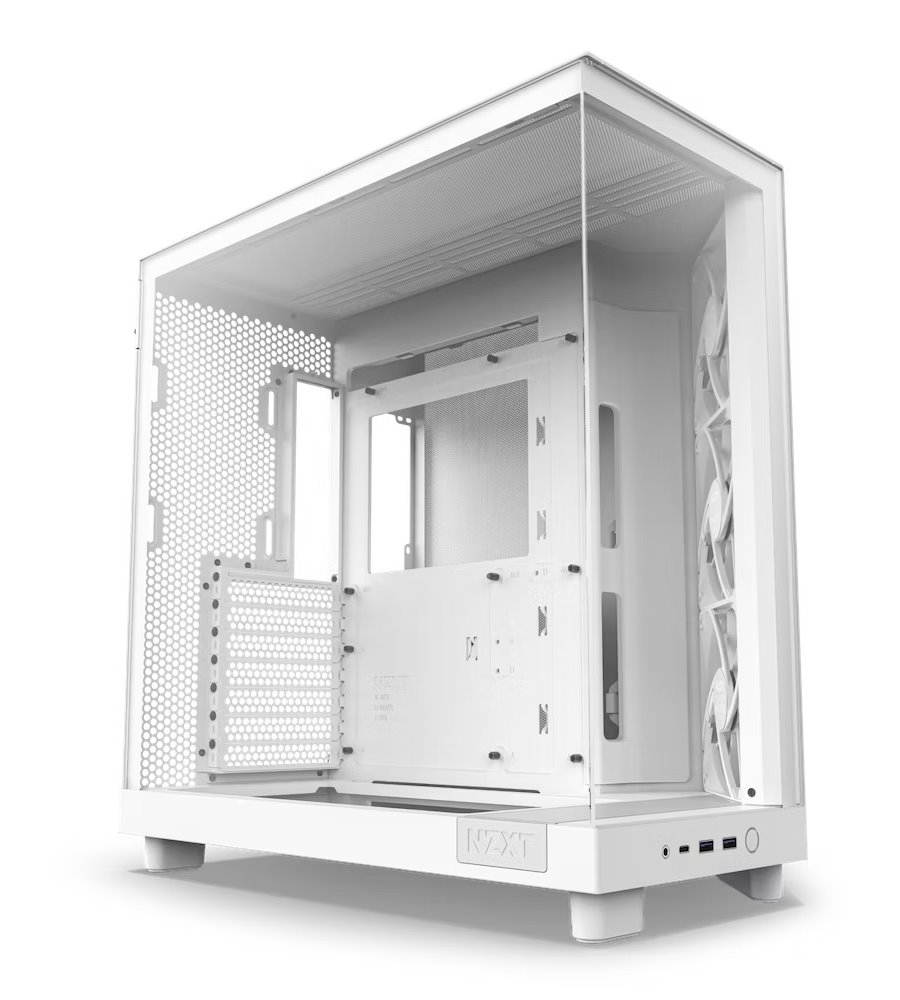 NZXT skříň H6 Flow dvoukomorová / MidT / 3x120mm fan / 2xUSB 3.2 / USB-C / prosklená bočnice i čelo / bílá