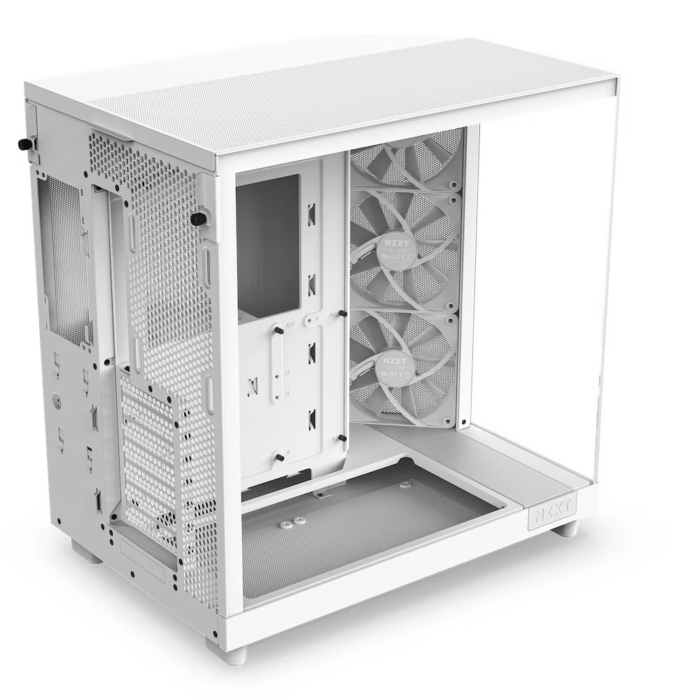 NZXT skříň H6 Flow dvoukomorová / MidT / 3x120mm fan / 2xUSB 3.2 / USB-C / prosklená bočnice i čelo / bílá