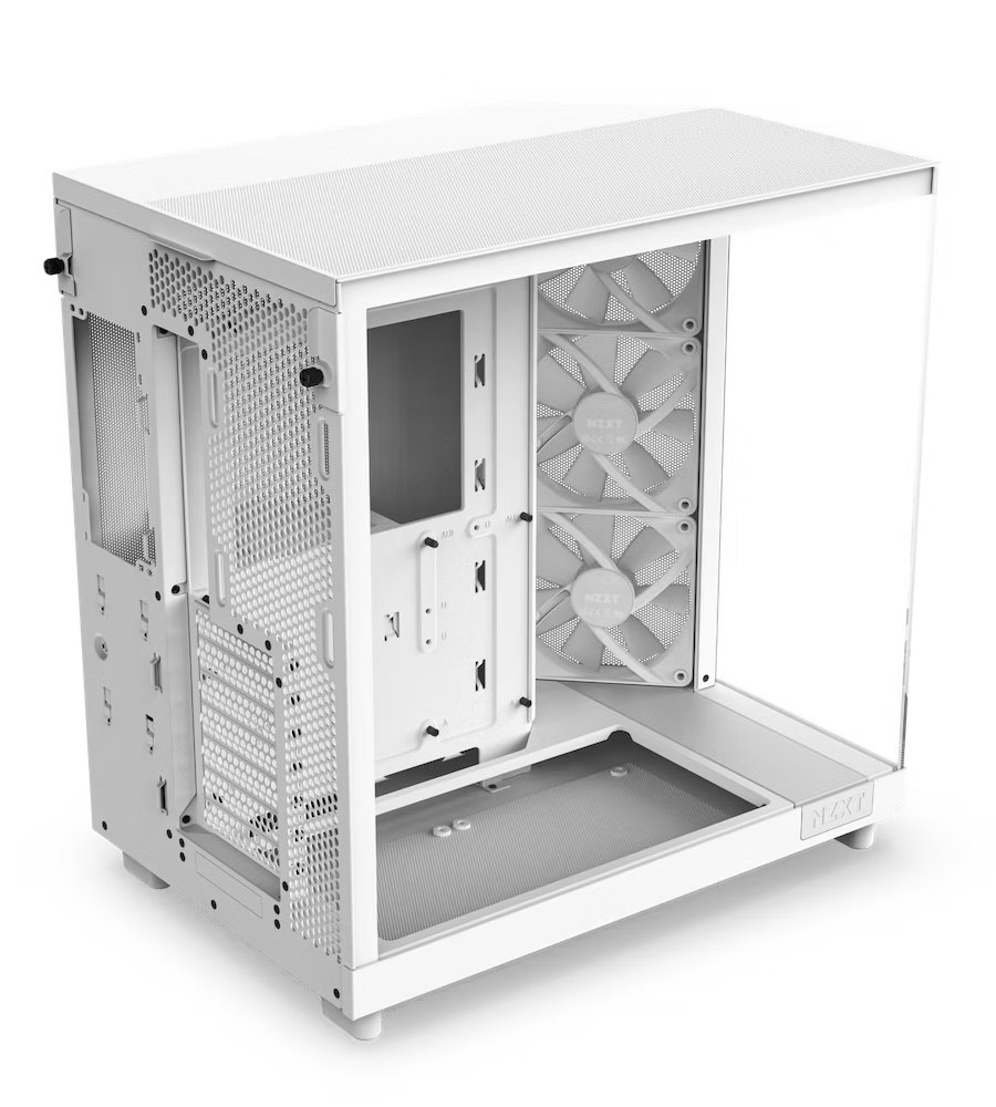 NZXT skříň H6 Flow RGB dvoukomorová / MidT / 3x120mm RGB fan / 2xUSB 3.2 / USB-C / prosklená / bílá