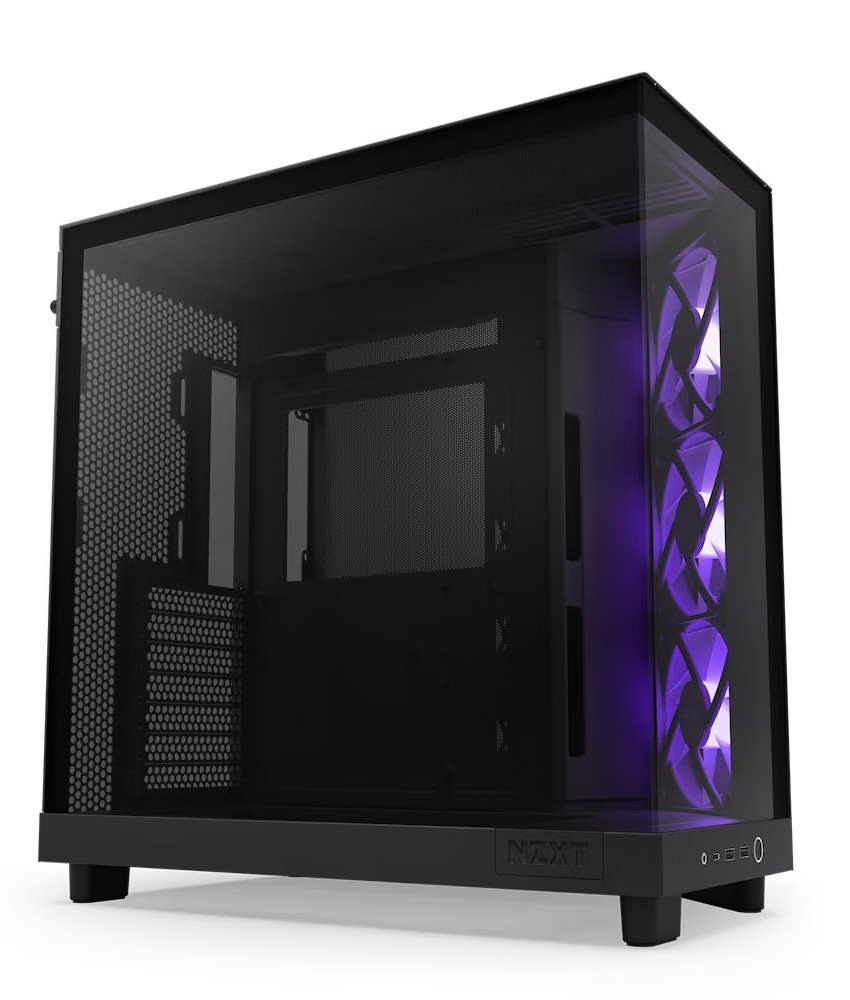 NZXT skříň H6 Flow RGB dvoukomorová / MidT / 3x120mm RGB fan / 2xUSB 3.2 / USB-C / prosklená / černá