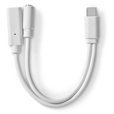 NEDIS USB-C adaptér/ USB-C zástrčka - USB-C zásuvka / 3,5 mm jack zásuvka/ bílý/ blistr/ 10 cm