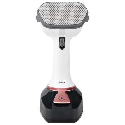 NEDIS napařovač oděvů/ spotřeba 1400 W/ objem vyjímatelné nádržka na vodu 320 ml/ tlak 25 g/m/ černo-růžový