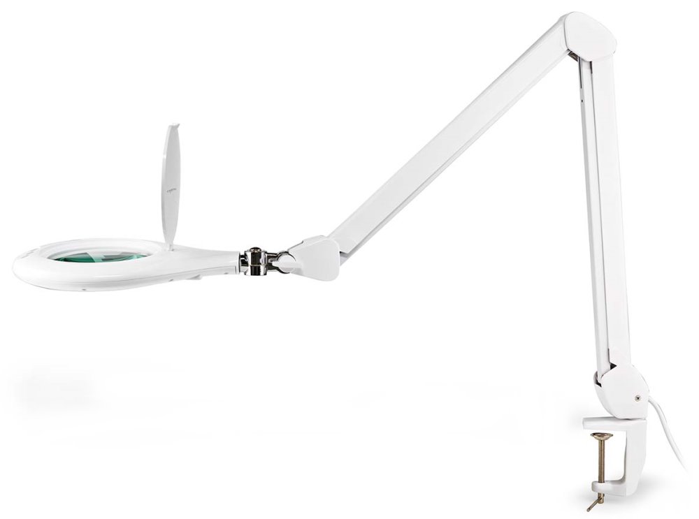 NEDIS zvětšovací stolní LED lampa/ čočka 3 dioptrie/ spotřeba 10 W/ teplota 6500 K/ světelný tok 660 lm/ bílá