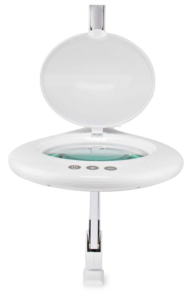 NEDIS zvětšovací stolní LED lampa/ čočka 3 dioptrie/ spotřeba 10 W/ teplota 6500 K/ světelný tok 660 lm/ bílá