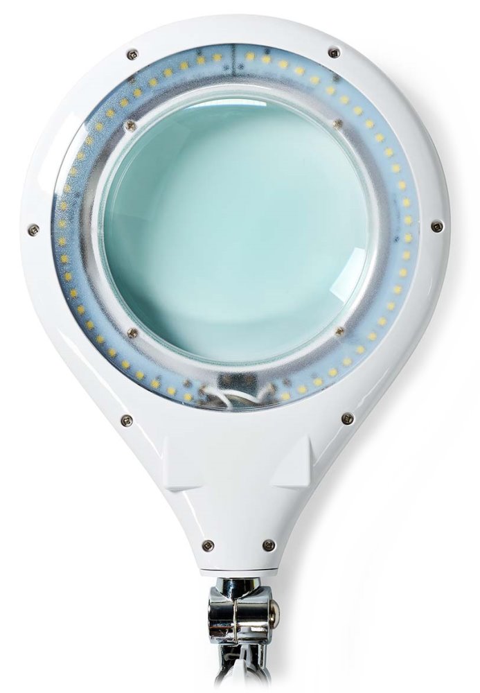 NEDIS zvětšovací stolní LED lampa/ čočka 3 dioptrie/ spotřeba 10 W/ teplota 6500 K/ světelný tok 660 lm/ bílá