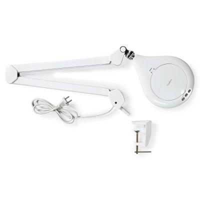 NEDIS zvětšovací stolní LED lampa/ čočka 3 dioptrie/ spotřeba 10 W/ teplota 6500 K/ světelný tok 660 lm/ bílá