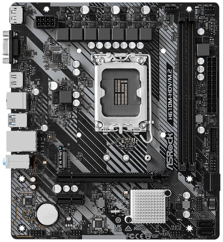 ASRock H610M-HDV/M.2 / LGA1700 / Intel H610 / 2x DDR4 DIMM / HDMI / DP / VGA / M.2 / mATX
