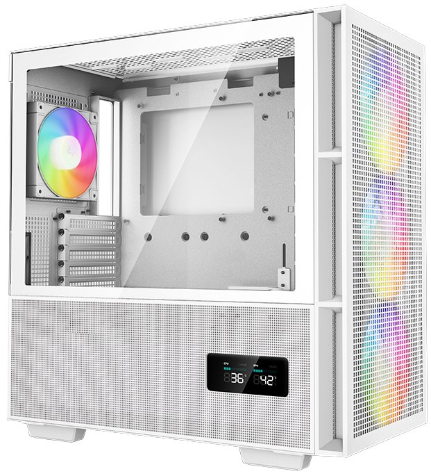 DEEPCOOL skříň CH560 Digital / MidT/ 3x140 a 120mm ARGB fan / USB 3.0 / USB-C/ tvrzené sklo / digitální displej / bílá