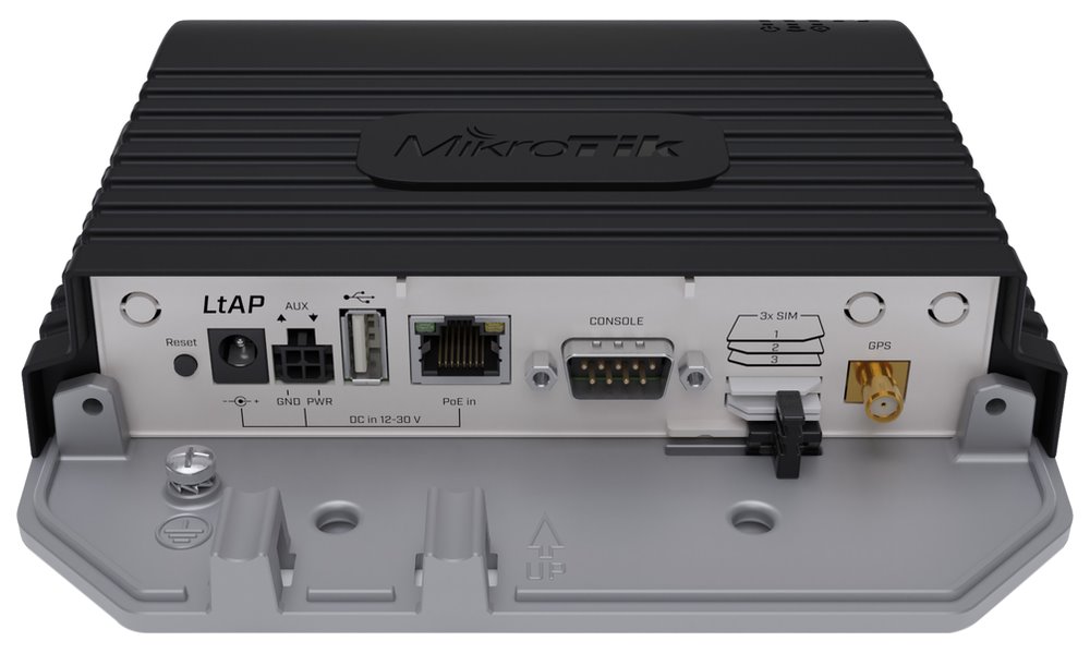 MikroTik RouterBOARD LtAP LTE6 kit (2023), Wi-Fi 2,4 GHz b/g/n, 3G/4G (LTE) modem, 2,5 dBi, 3x SIM slot, GPS, LAN, L4