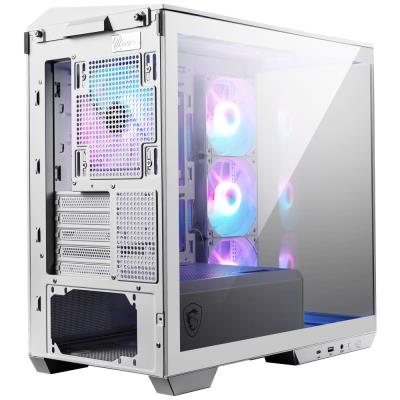 MSI skříň MAG PANO M100R PZ White/ bez zdroje/ levé a přední sklo/ 4x 120 mm A-RGB fan/ 1x USB-C/ 1x USB3.2/ bílá