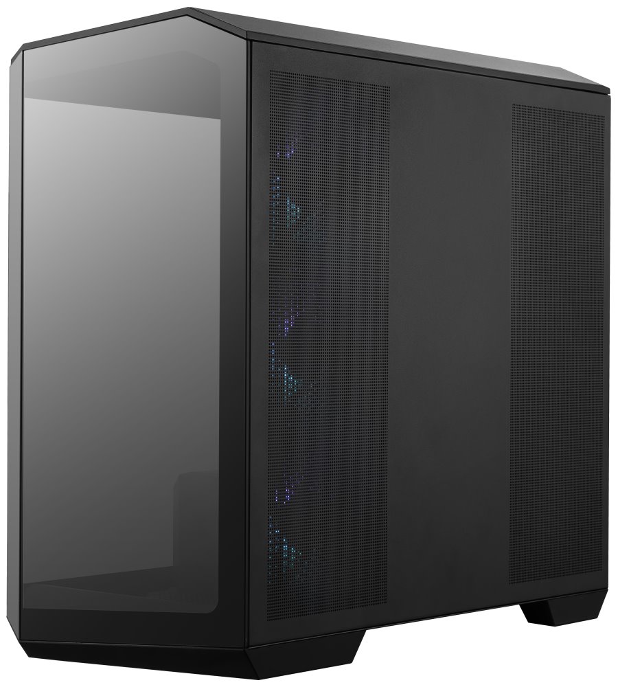 MSI skříň MAG PANO M100R PZ Black/ bez zdroje/ levé a přední sklo/ 4x 120 mm A-RGB fan/ 1x USB-C/ 1x USB3.2/ černá