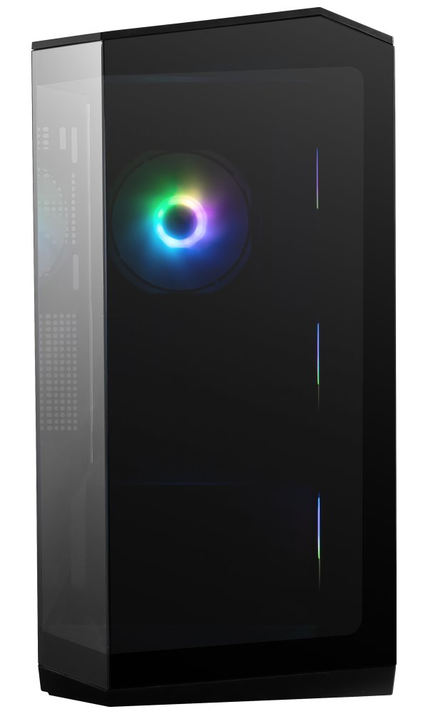 MSI skříň MAG PANO M100R PZ Black/ bez zdroje/ levé a přední sklo/ 4x 120 mm A-RGB fan/ 1x USB-C/ 1x USB3.2/ černá