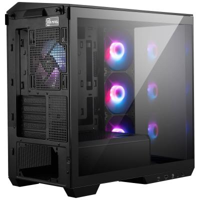 MSI skříň MAG PANO M100R PZ Black/ bez zdroje/ levé a přední sklo/ 4x 120 mm A-RGB fan/ 1x USB-C/ 1x USB3.2/ černá