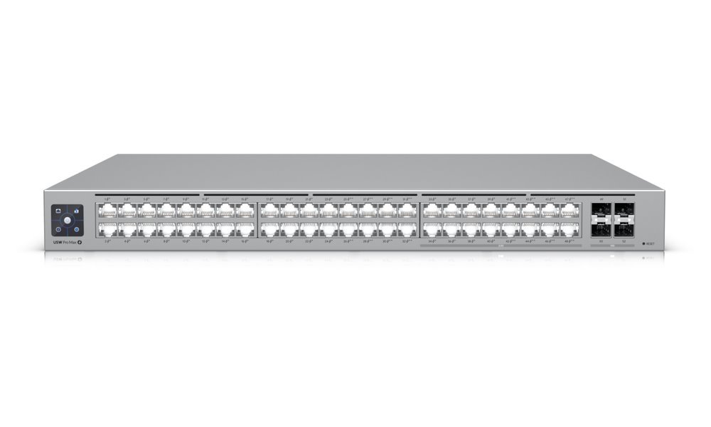 Ubiquiti UniFi Switch Pro Max 48 PoE - 16x 2.5GbE, 32x GbE, 4x SFP+, Etherlighting, PoE+/PoE++ (PoE budget 720W)