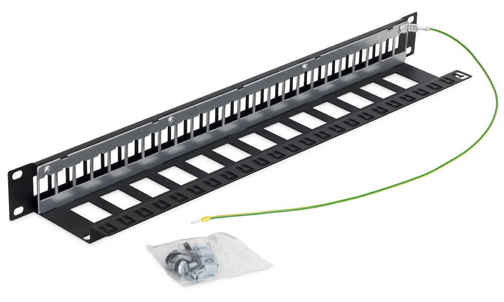Triton 19' modulární patch panel 1U pro max. 24ks keystone,otvor 14,8x17,5mm , černý