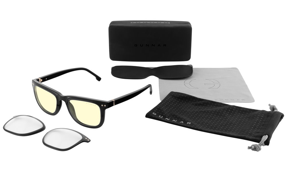 GUNNAR kancelářské/herní brýle CUPERTINO ONYX * jantarová/čirá skla * BLF 65 / BLF 35 * GUNNAR focus