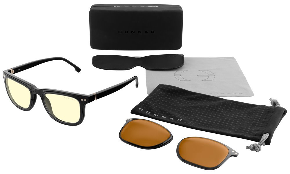 GUNNAR kancelářské/herní brýle CUPERTINO ONYX * jantarová/jantarová MAX skla * BLF 65 / BLF98 * GUNNAR focus