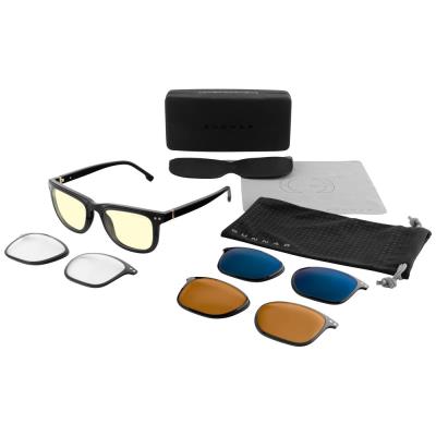 GUNNAR kancelářské/herní brýle CUPERTINO ONYX * jantarová/čirá/sluneční/jantarová MAX skla * BLF65/BLF35/BLF90/BLF98