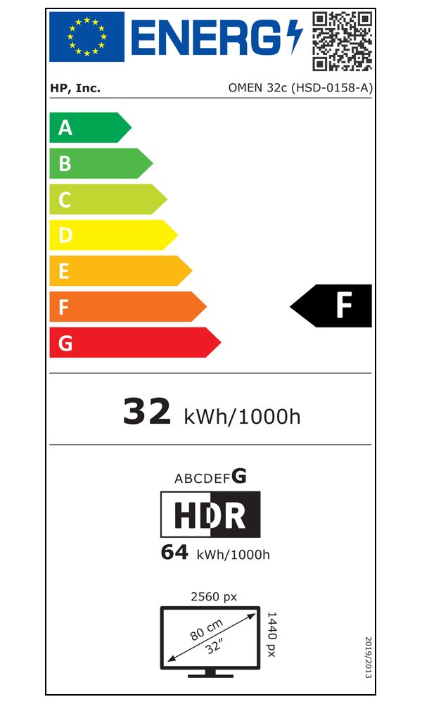 OMEN 32c/ 31,5" prohnutý/ 2560x1440/ VA/ 1ms/ 400 cd/m2/ 3000:1/ HDMI/ DP/ jack/ VESA/ černý