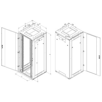 Triton 19' rozvaděč stojanový 42U/800x600, typ RT, nosnost 1200kg, černý