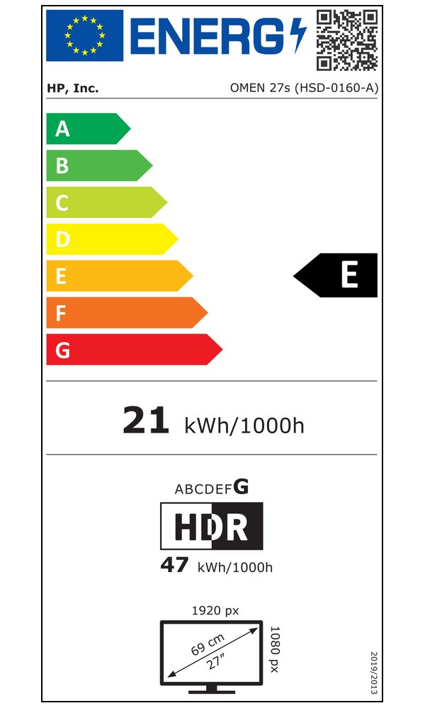 OMEN 27s/ 27"/ 1920x1080/ IPS/ 1ms/ 400 cd/m2/ 1000:1/ HDMI/ DP/ jack/ USB/ VESA/ PIVOT/ černý