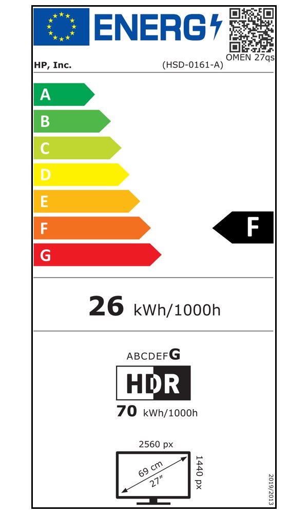 OMEN 27qs/ 27"/ 2560x1440/ IPS/ 1ms/ 400 cd/m2/ 1000:1/ HDMI/ DP/ jack/ USB/ VESA/ PIVOT/ černý