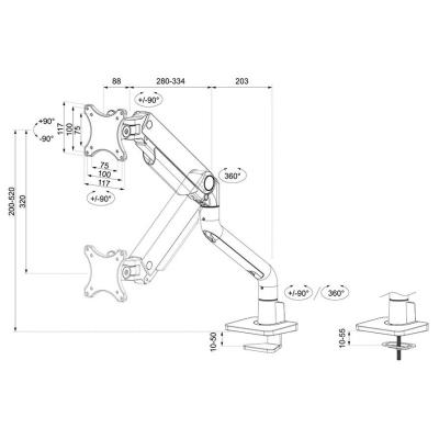 Neomounts DS70S-950WH1/Držák displeje/na stůl/17-49"/svorka+průch./VESA 100X100/nosn.18kg/plyn.píst/1 dis