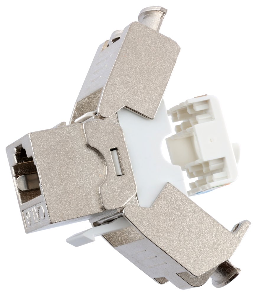 XtendLan Keystone jack RJ45, CAT6, STP, stříbrný, 180°, zaklapnutí zezadu