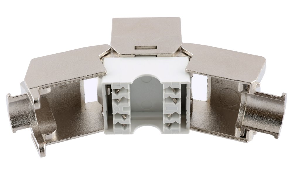 XtendLan Keystone jack RJ45, CAT6, STP, stříbrný, 180°, zaklapnutí zezadu