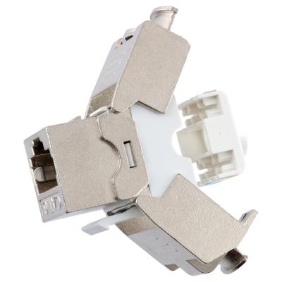 XtendLan Keystone jack RJ45, CAT6, STP, stříbrný, 180°, zaklapnutí zezadu