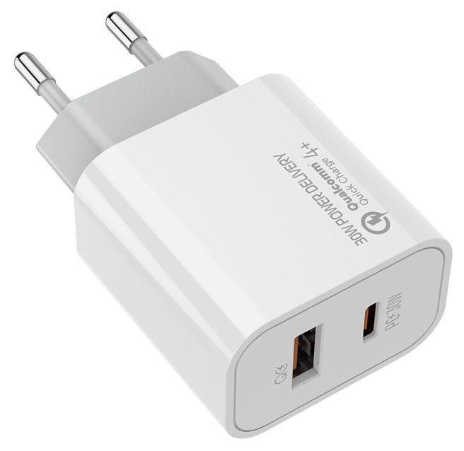COLORWAY 1x USB a 1x USB-C/ turbo síťová nabíječka/ 30W/ 100V-240V/ Bílá