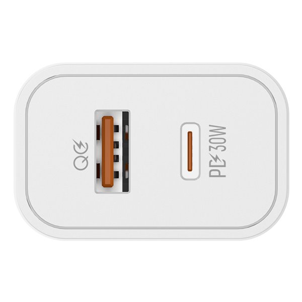 COLORWAY 1x USB a 1x USB-C/ turbo síťová nabíječka/ 30W/ 100V-240V/ Bílá