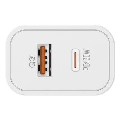 COLORWAY 1x USB a 1x USB-C/ turbo síťová nabíječka/ 30W/ 100V-240V/ Bílá