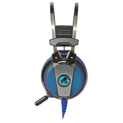 NEDIS herní headset GHST500BK/ drátová sluchátka + mikrofon/ zvuk 7.1/ LED/ USB/ kabel 2,1 m/ černo-modrý