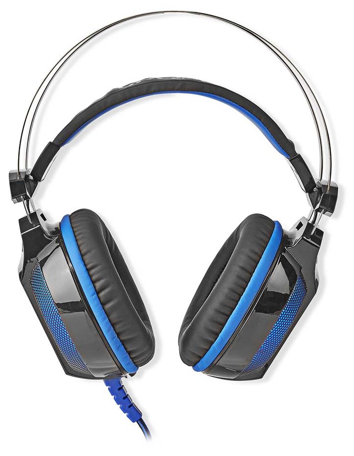 NEDIS herní headset GHST500BK/ drátová sluchátka + mikrofon/ zvuk 7.1/ LED/ USB/ kabel 2,1 m/ černo-modrý