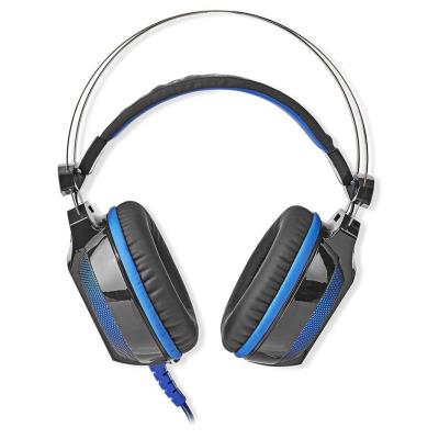 NEDIS herní headset GHST500BK/ drátová sluchátka + mikrofon/ zvuk 7.1/ LED/ USB/ kabel 2,1 m/ černo-modrý