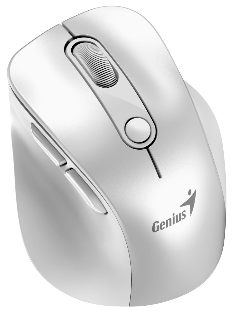 GENIUS Ergo 9000S Pro Pearl White/ duální Bluetooth + 2,4GHz/ 2400 dpi/ bezdrátová/ 6tlačítková/ dobíjecí/ RGB/ bílá