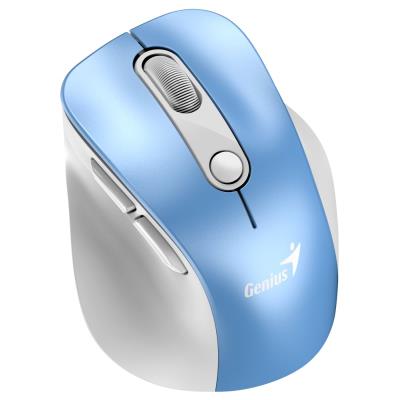 GENIUS Ergo 9000S Pro Light Blue/ duální Bluetooth + 2,4GHz/ 2400 dpi/ bezdrátová/ 6tlačítková/ dobíjecí/ RGB/ modrobílá