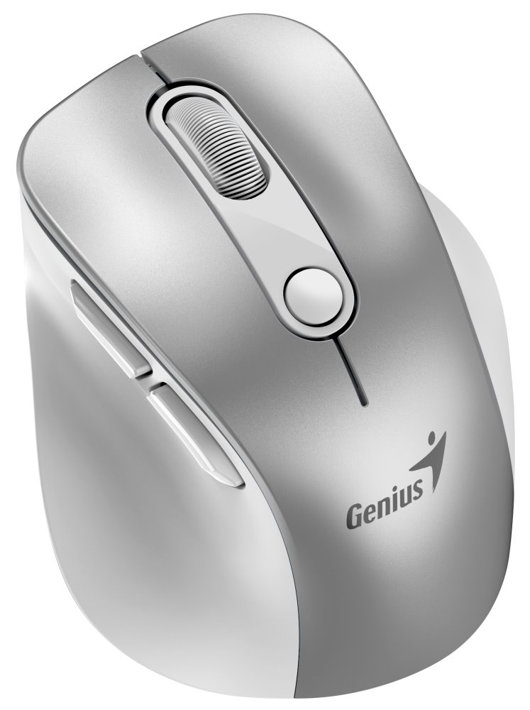 GENIUS Ergo 9000S Pro Silver/ duální Bluetooth + 2,4GHz/ 2400 dpi/ bezdrátová/ 6tlačítková/ dobíjecí/ RGB/ stříbrná