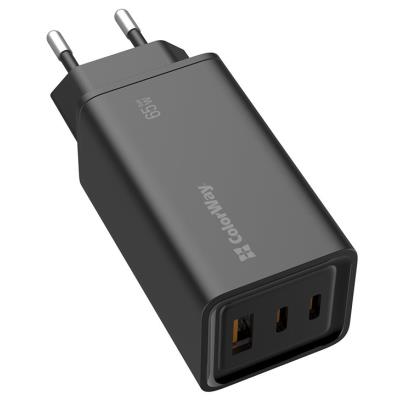COLORWAY 1x USB a 2x USB-C/ turbo síťová nabíječka/ 65W/ 100V-240V/ Černá