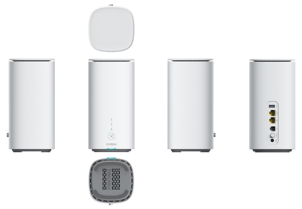 STRONG 5G LTE router AX3000/ Wi-Fi 6 standard 802.11ax/ 3000 Mbit/s/ 2x LAN/ 1x RJ11/ 1x Nano SIM/ bílý