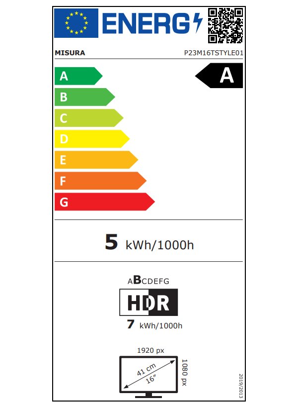 MISURA 16" LED P23M16TSTYLE01/ přenosný/ IPS/ 1920x1080 (FHD)/ 1200:1/ 30ms/ 300 cd/m2/ HDMI/ USB-C/ REPRO/ bílý